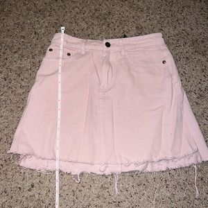 Light Pink distressed jean skirt